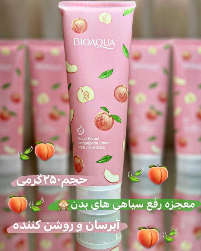 نمک بدن هلو بیوآکوا با حجم 250 گرم